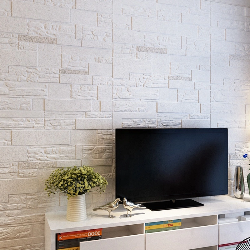 Decorated 3D wall panel sticker with self adhesive glue