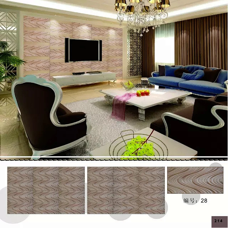 TV Wall Furnishings Emboss PU Artificial Leather 3D Wall Panel