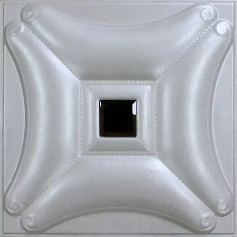 Leather 3D wall panel with Decorative Glass