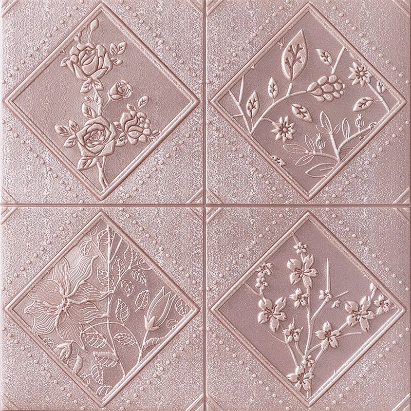 Home decor 3d pe foam wall sticker brick design backed vinyl wallpaper Season flower