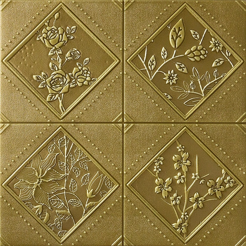 Home decor 3d pe foam wall sticker brick design backed vinyl wallpaper Season flower