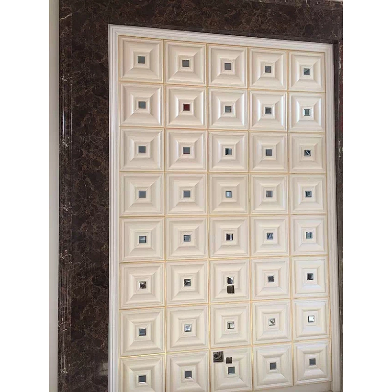 Leather 3D wall panel with Decorative Glass