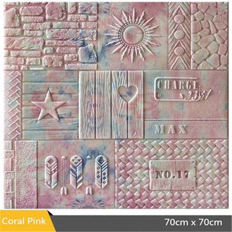 Decorated 3D wall panel sticker with self adhesive glue