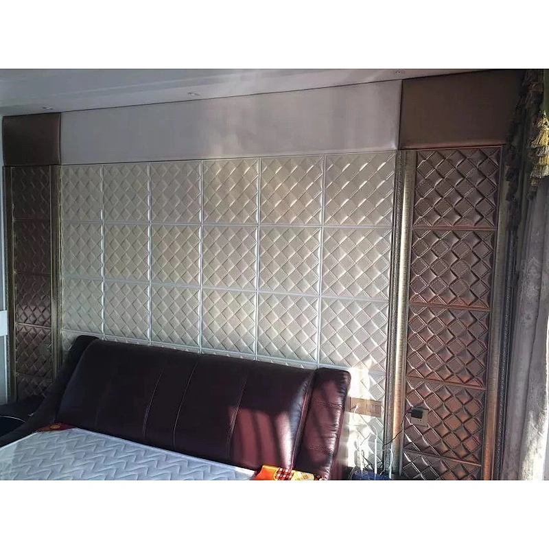 Warm Wall Face Decor Wooden Color 3D Leather Panel For Home