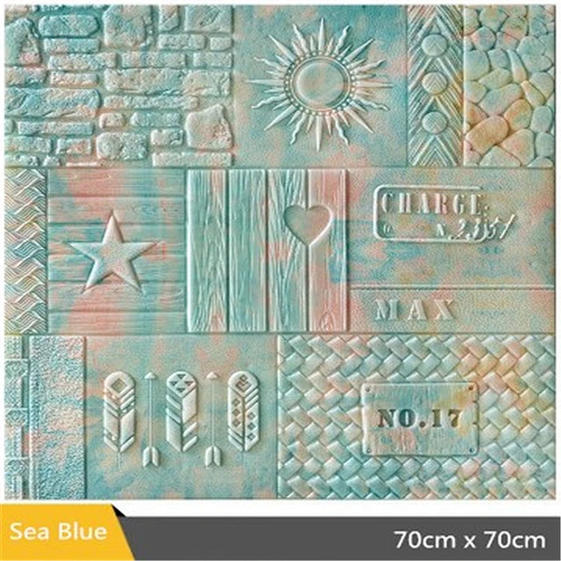 Decorated 3D wall panel sticker with self adhesive glue