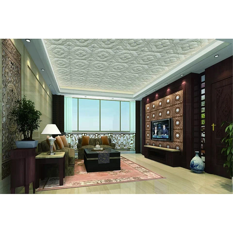 New building material 3D carved leather fire resistant decorative wall panel