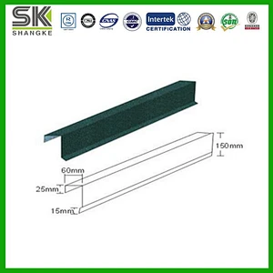 Green Stone Coated Zn-Al Steel Roof Barge Board Cover J Tile