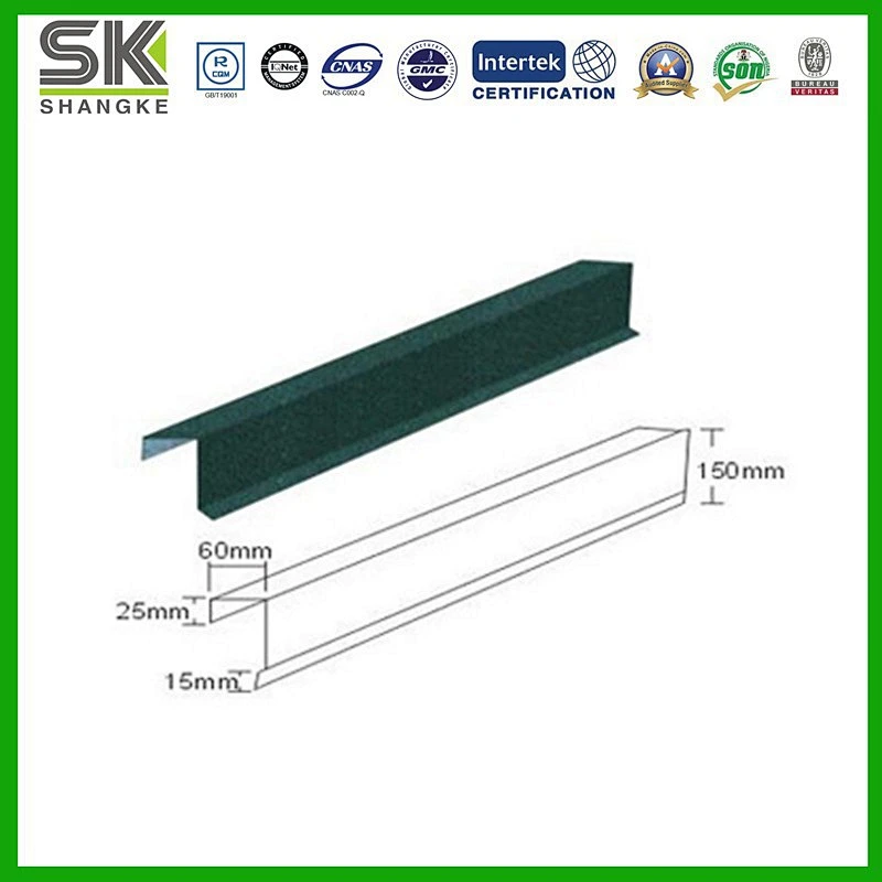 Green Stone Coated Zn-Al Steel Roof Barge Board Cover J Tile