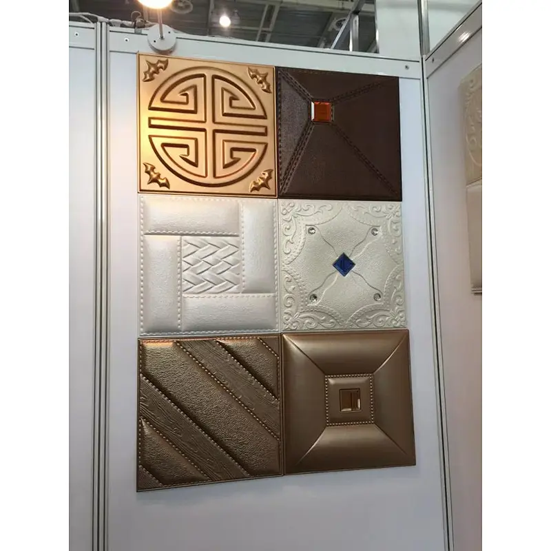 New Design PU Foam Leather Carved 3D Wall Paneling