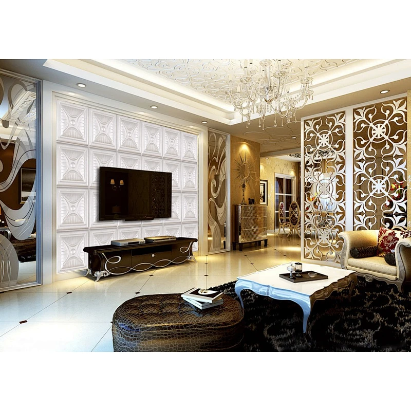 Plant fiber material decorative 3d faux leather wall covering panels