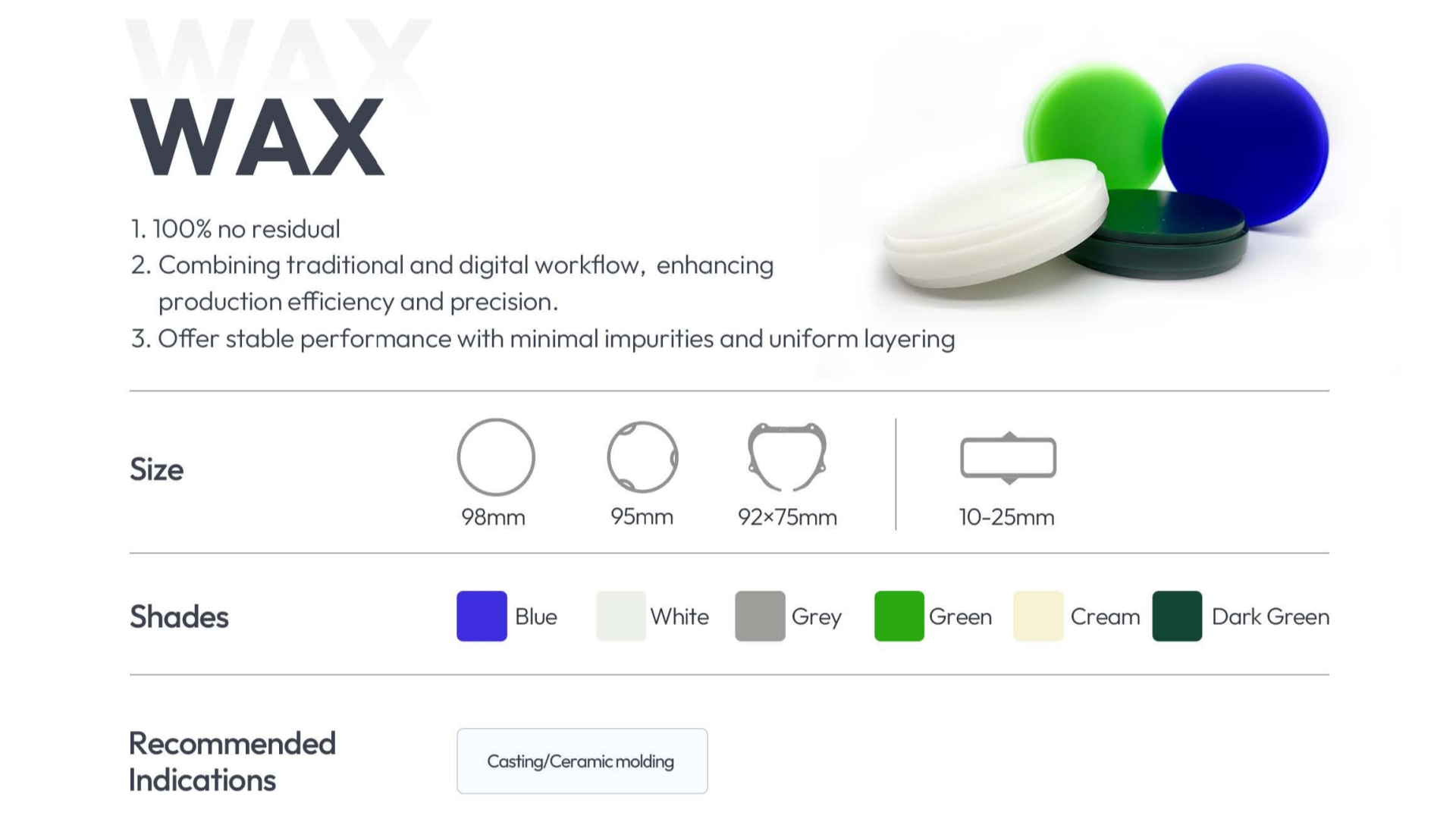 dental wax disc