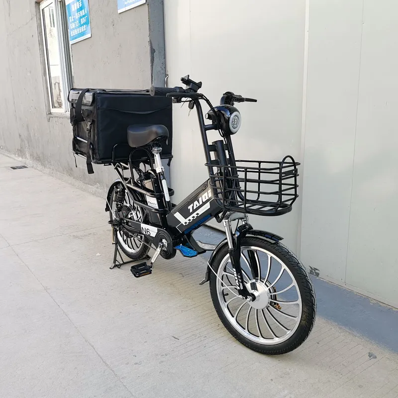 Double lithium batteries carbon steel frame 48v350w food delivery electric bike