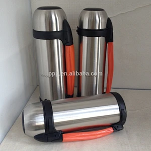 2014 most popular silicone handle super large double-wall stainless steel vacuum travel bottle flask tumbler strap attached