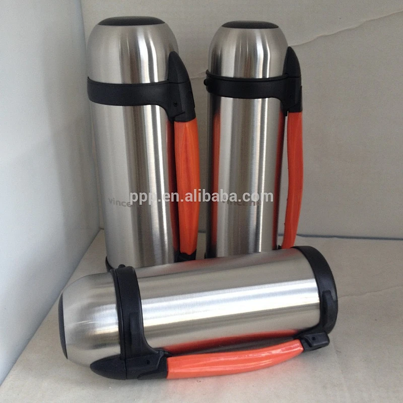 2014 most popular silicone handle super large double-wall stainless steel vacuum travel bottle flask tumbler strap attached