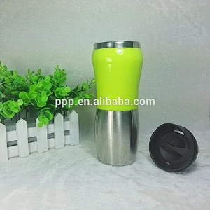 Inner stainless steel outer plastic auto mug without handle