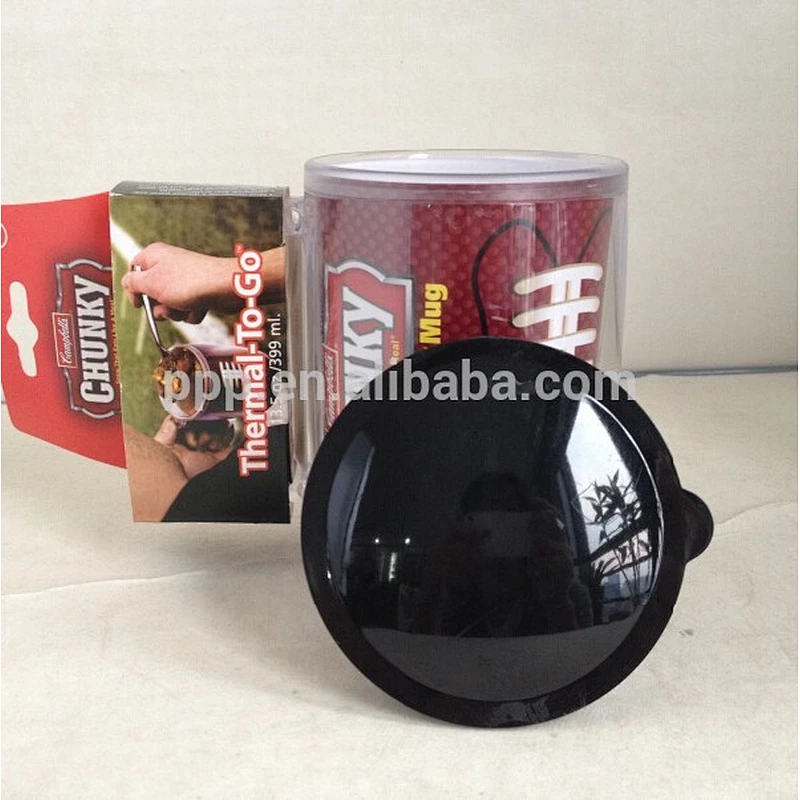 High qualityplastic coffee mug//easy grip handle travel tumbler/paper inserted promotional coffee cup