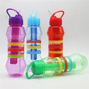 BPA free 700ml single wall plastic water bottle with straw