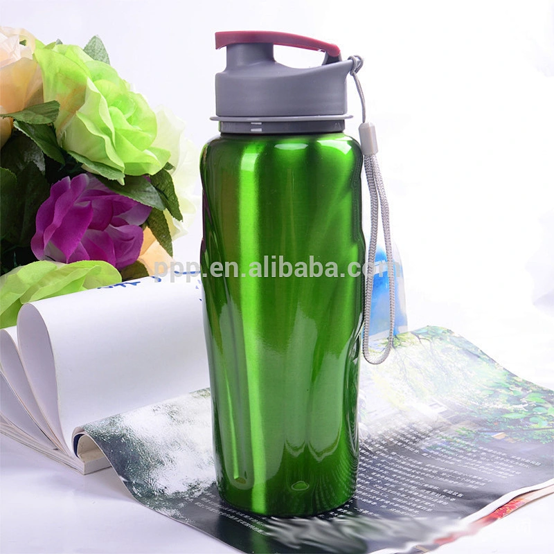 single wall stainless steel sports water bottle with large capacity and fixed handle/flip top lid
