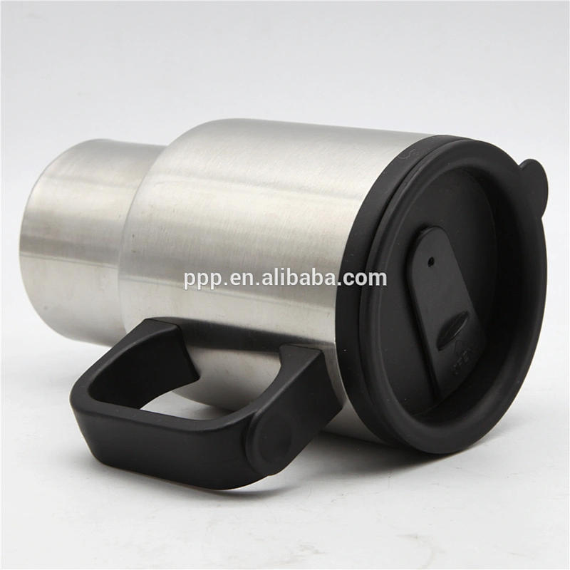double wall plastic inner stainless steel outer travel mug coffee mug with handle