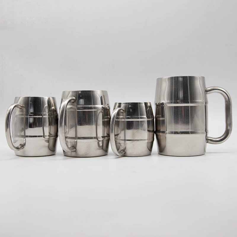 Drum shape double wall stainless steel 220/300/450/500/1000ml Beer Cup