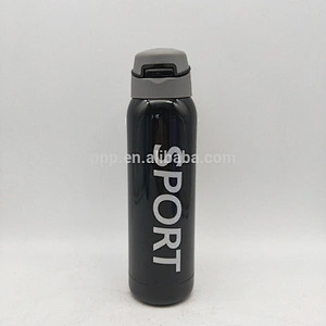 500ml double wall stainless steel logo customized sports water bottle with flip top lid and straw/color optional