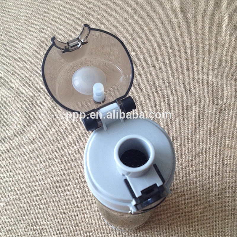 double wall stainless steel insulated water bottle with flip top and snap and closure