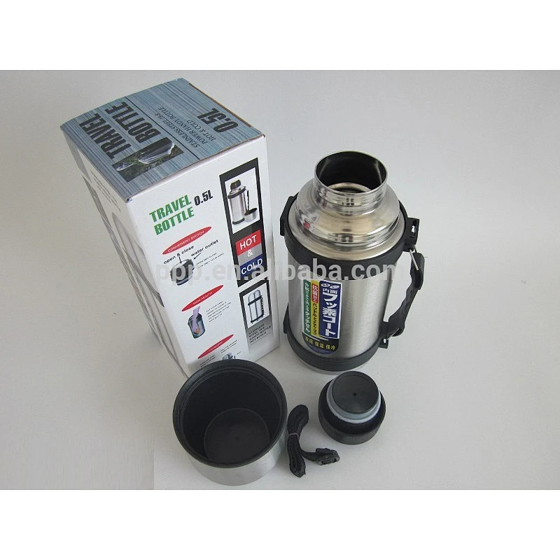 1.5L leak-proof eco-friendly FDA LFGB stainless steel thermos insulated travel bottle portable with strap