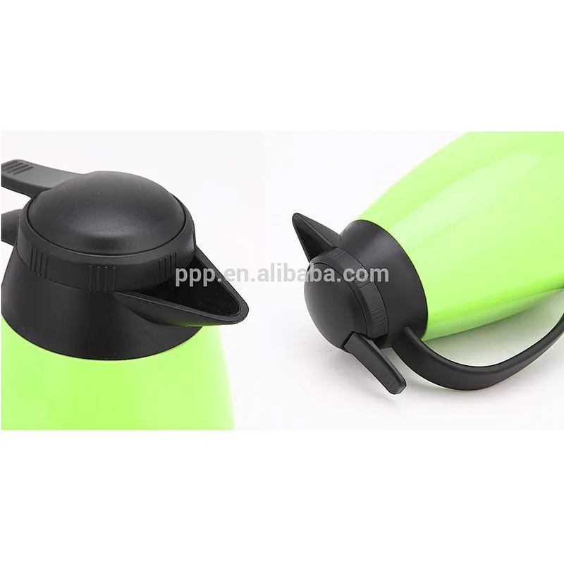 inner glass outer plastic logo customized coffee pot with fixed handel and push button/large capacity/colorful