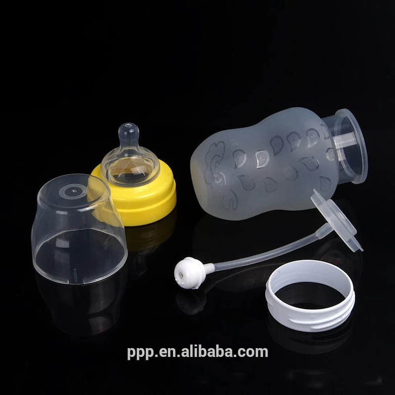 180ml ecofriendly BPA free silicone baby-feeding bottle food grade reusable material bottle