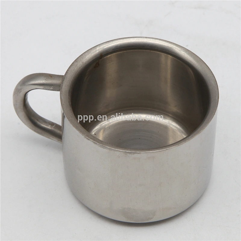 factory wholesale double wall stainless steel logo customized beer mug with fixed semicircular stainless steel handle/coffee mug