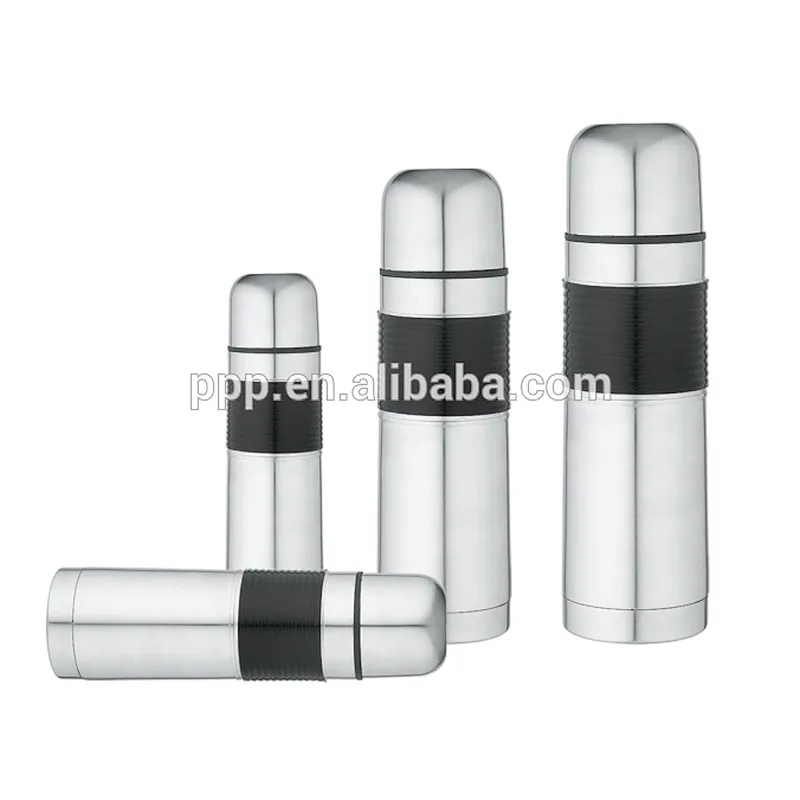 High quality 304 double wall stainless steel vacuum flask with silicone sleeve
