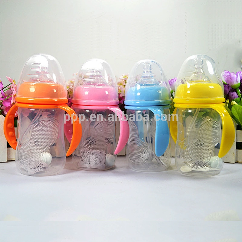 210ml eco-friendly BPA free single wall plastic bottle with nipple and straw/kids' bottle