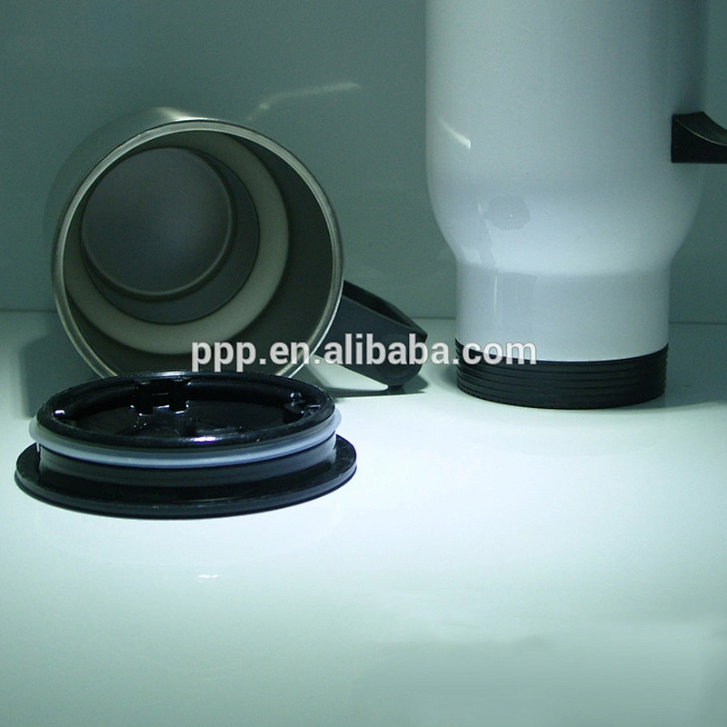 400ML double wall stainless steel travel auto coffee mug with handle and leakproof lid