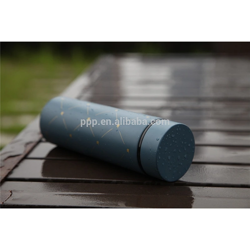 500ml double wall stainless steel vacuum insulated water tumbler with straight body and antislip on bottom/office-use
