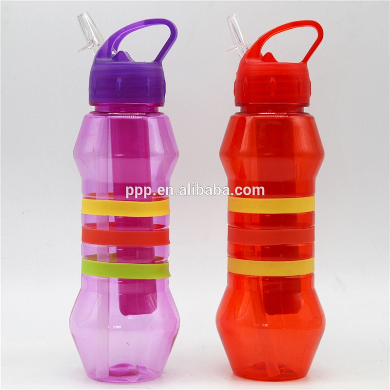 BPA free 700ml single wall plastic water bottle with straw