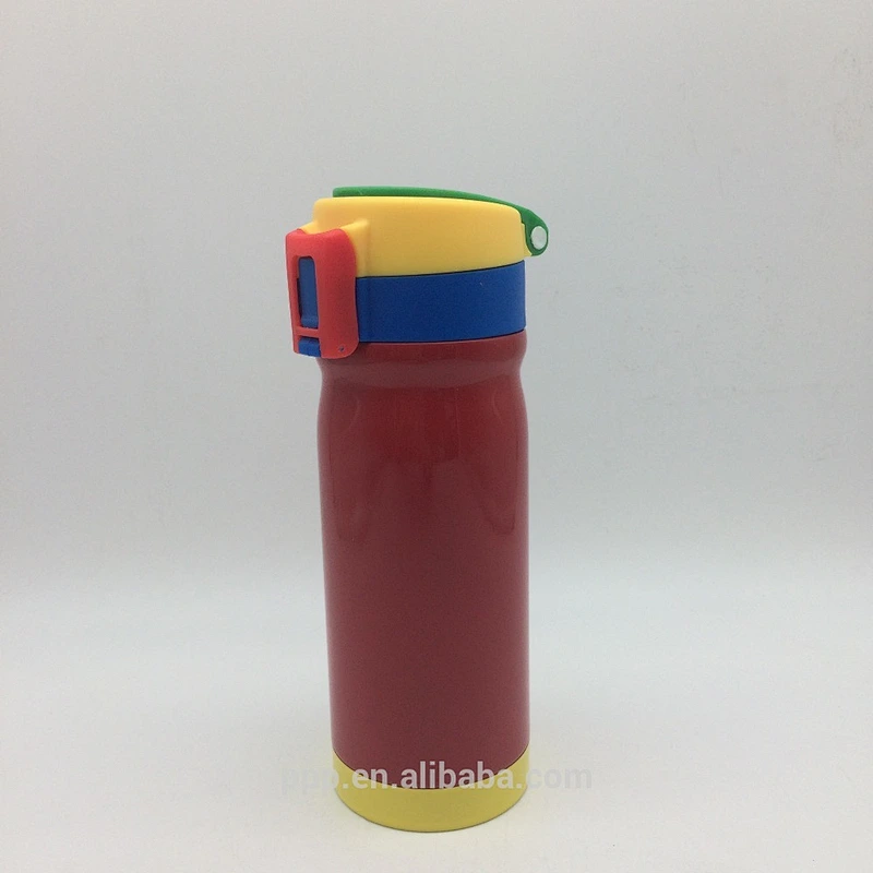 portable color blocking drinking bottle with handle