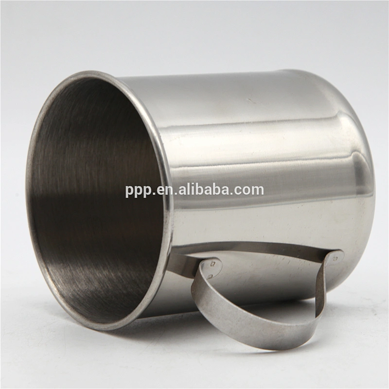Single wall stainless steel BPA free beer mug with stainless steel handle
