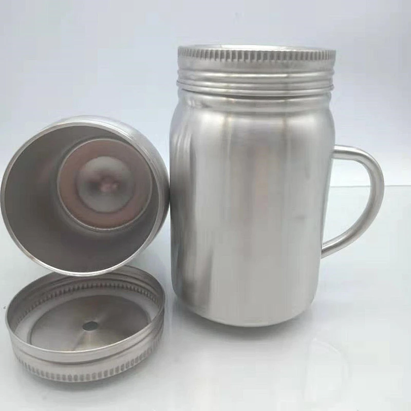Hot sell customized stainless steel mason storage jar single all and double wall optional with handle