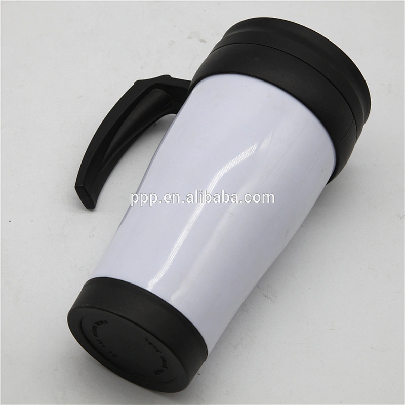 400ml travel bottles with plastic inner stainless steel outer promotional car mugs with lid and handle