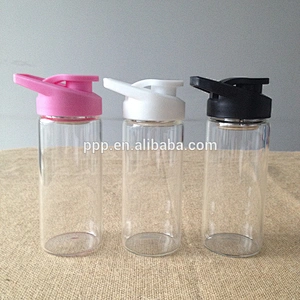 Wholesale 400ml high borosilicate single wall glass water / tea bottle with silicone cover