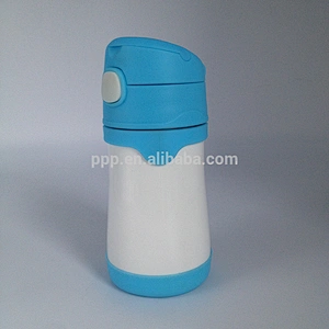 320ml double wall stainless steel 100% leakproof mini kid's feeding bottle with cute design and fixed handle/flip top