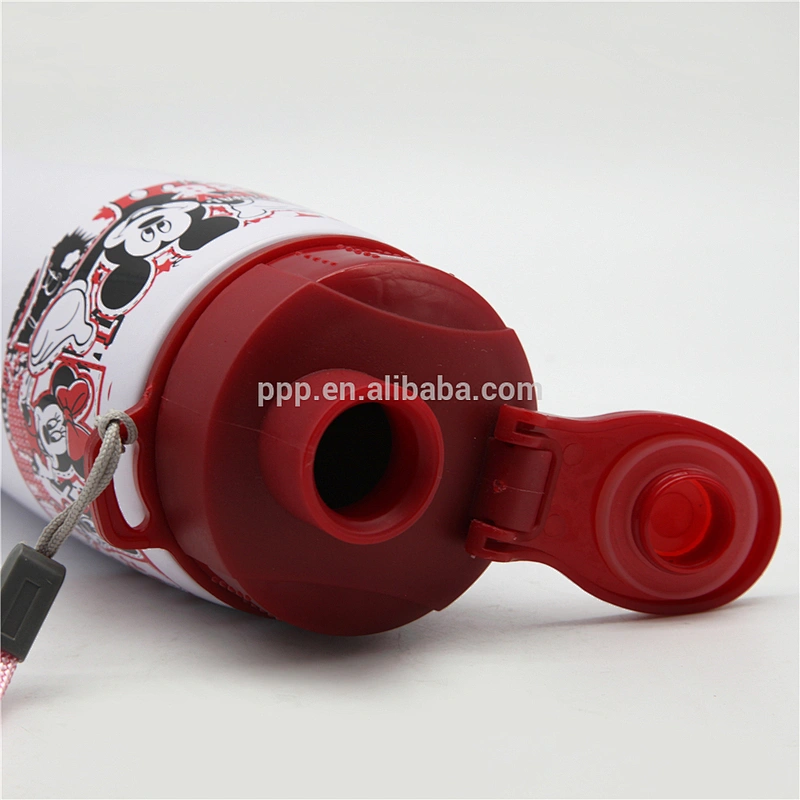 single wall stainless steel sports water bottle with wide mouth and flip top lid/tumbler with fixed handle and cute design