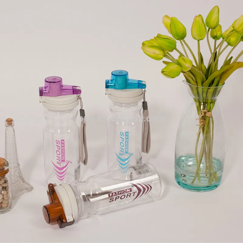 factory wholesale 500ml single wall plsatic logo customized sports water bottle with flip top lid/color optional/portable