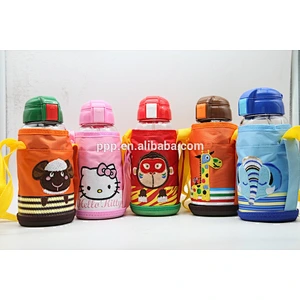 Easy carring kid's glass water bottle with straw and cup sleeve
