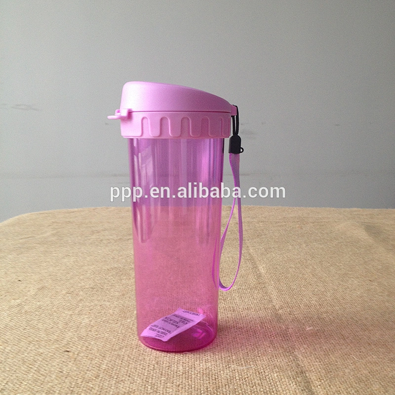BPA free single wall plastic leakproof sports water bottle with handle