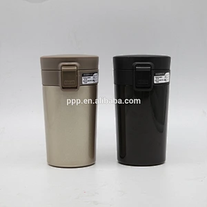 Double wall stainless steel water bottle/vacuum mug with flip top cap and snap closure