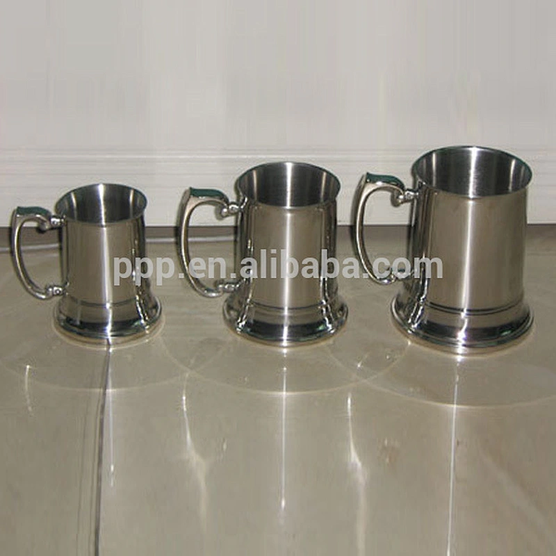 450/580/1000ml double wall stainless steel logo customized vacuum insulated beer mug/silver beer mug/portable with handle