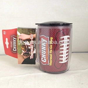High qualityplastic coffee mug//easy grip handle travel tumbler/paper inserted promotional coffee cup