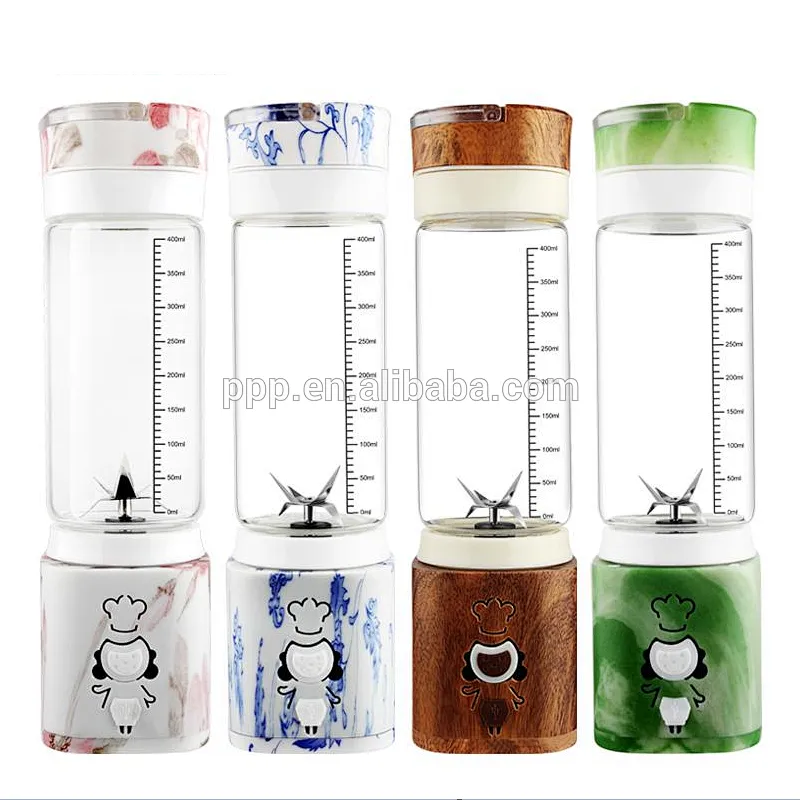 4 colors USB electric fruit juicer handheld smoothie maker blender rechargeable mini portable juice cup water bottle