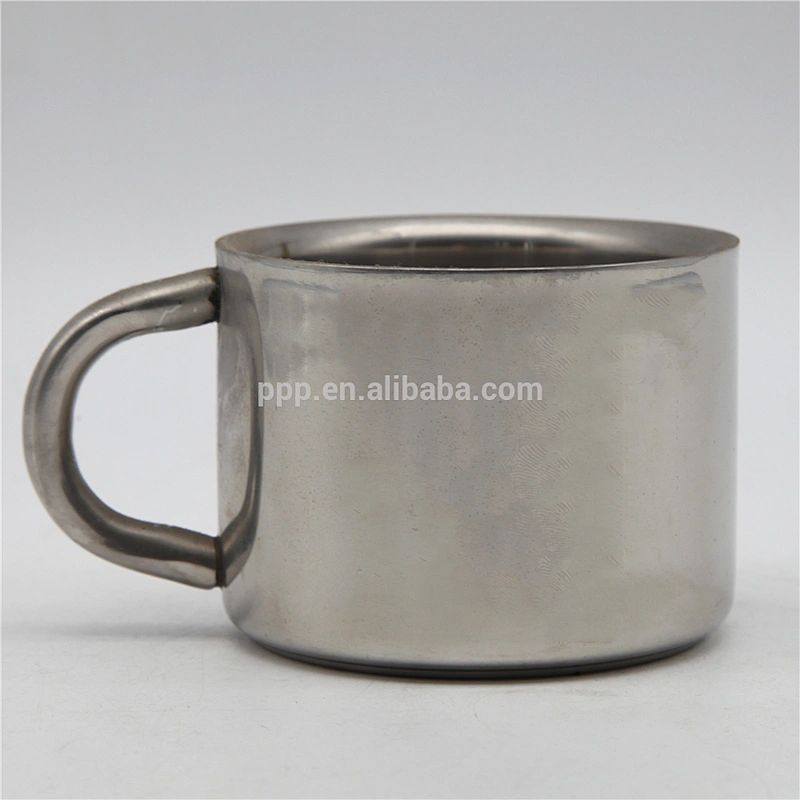factory wholesale double wall stainless steel logo customized beer mug with fixed semicircular stainless steel handle/coffee mug